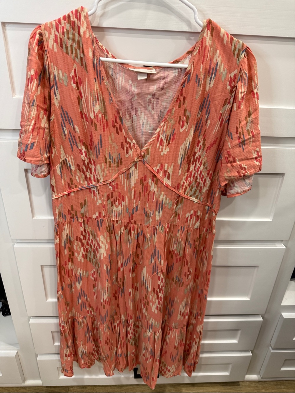 Knox Rose Coral Patterned V-Neck Women’s Dress